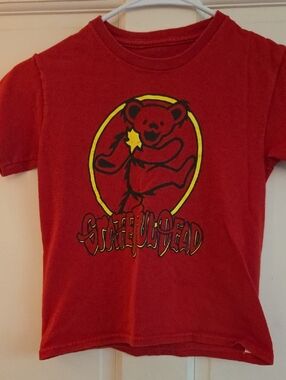Grateful Dead Kids Red Dancing Bear Tee with Yellow Accent